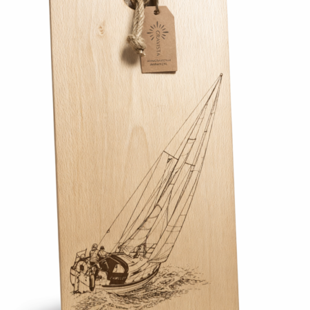 Borrelplank Veluwshout met gravure van boot