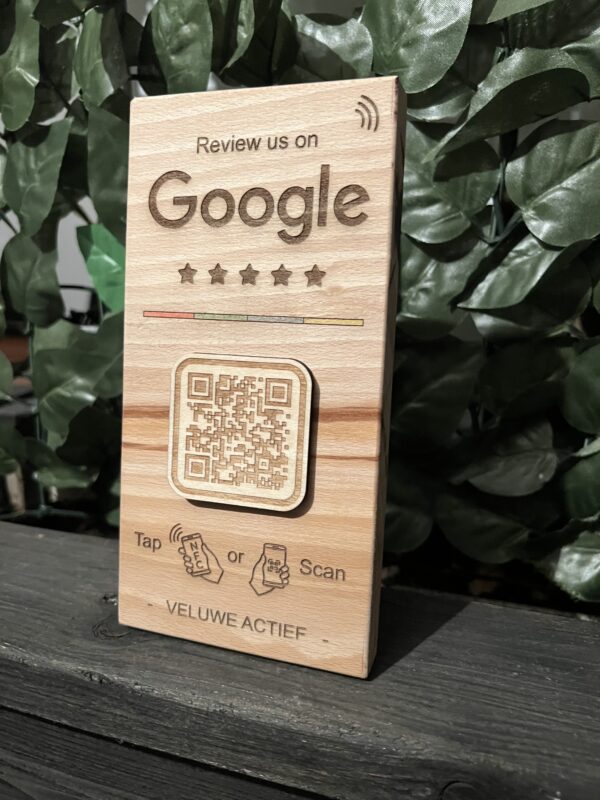 Review us on GOOGLE | bordje incl. NFC-tag | Veluwshout