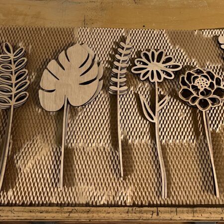 Houten Bloemen Div. 2 stuks